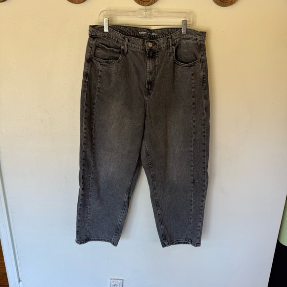 Old navy high rise barrel leg jeans grey black size 18 - Picture 1 of 7